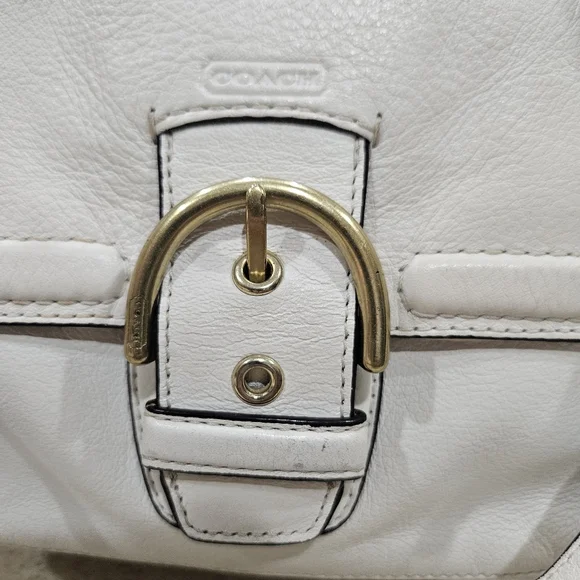 COACH Leather Handbag, Off White Coach Large Bag - Picture 2 of 8